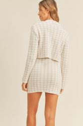 MABLE Women's Houndstooth Cropped Knit Cardigan & Mini Skirt Set